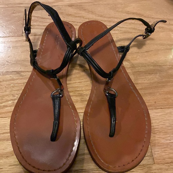 Coach Shoes - SOLD - Coach Strappy Black Sandal w/ Silver Decoration